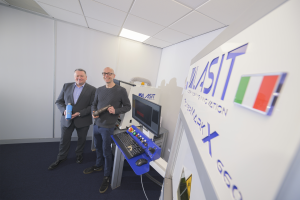 Andy Stewart, Centre Manager at Blythe Valley Innovation Centre (left), with Barrie Rice, General Manager of Lasit Laser UK, at Lasit Laser UK’s new offices