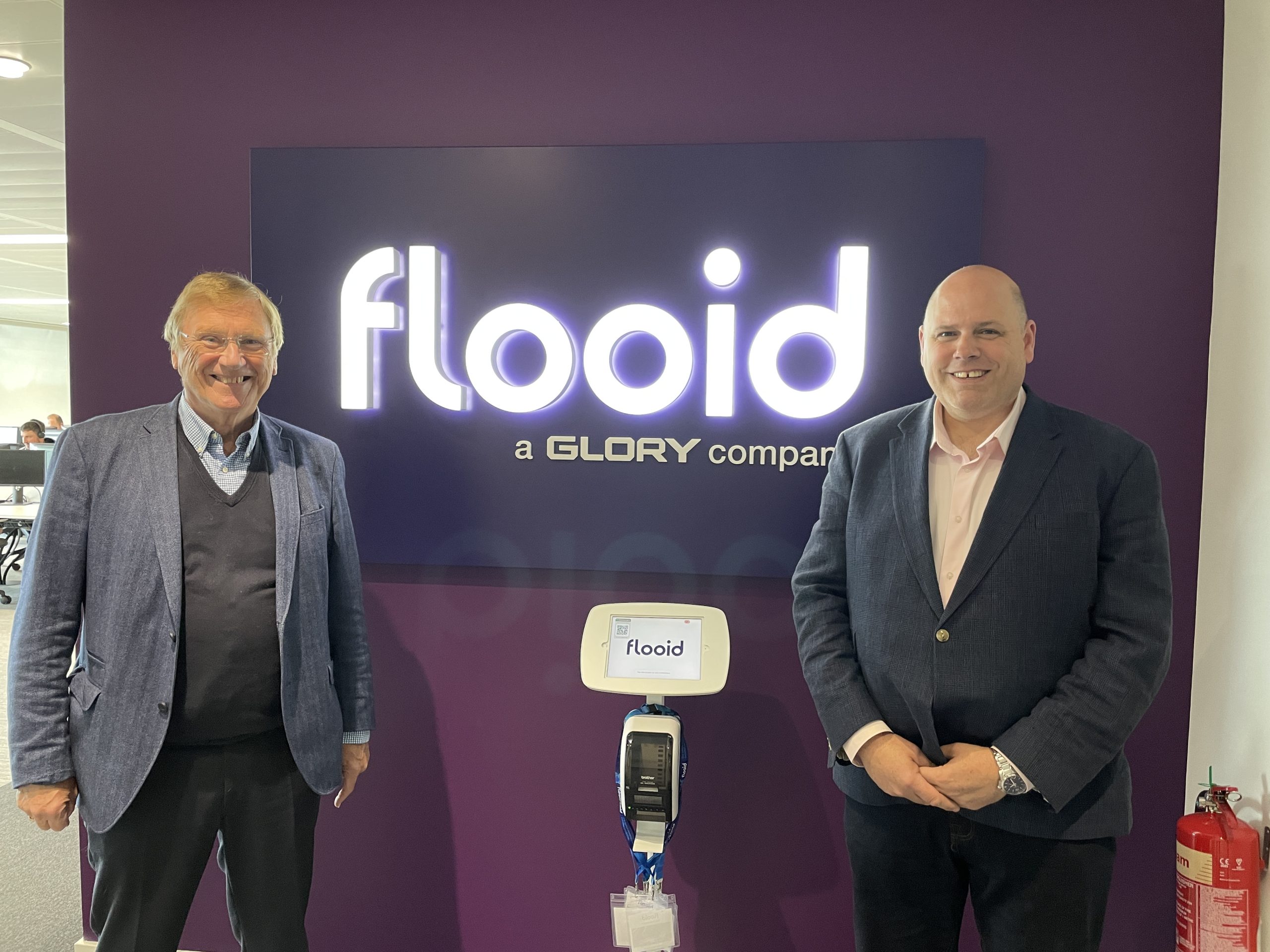 Cllr Ian Courts pictured with Martyn Osborne at Flooid's new EMEA head office