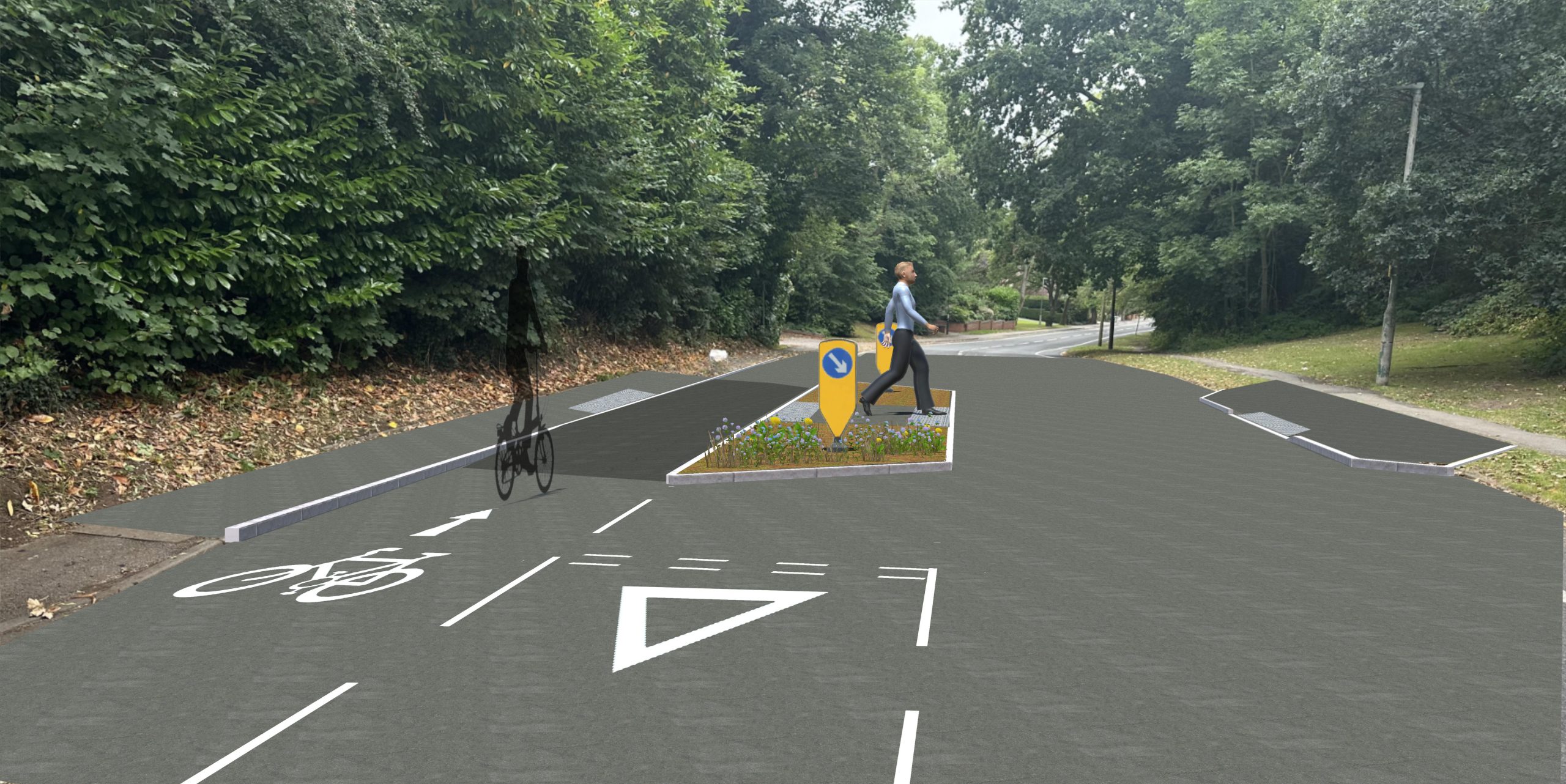 Proposed traffic calming measures on Warwick Road as part of the Knowle to Solihull Active Travel Scheme