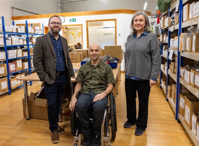 The Active Hands Company founder and CEO, Rob Smith, (centre), joins Jon Lander and Christine Hancock from the Business Growth West Midlands team at Solihull Council.